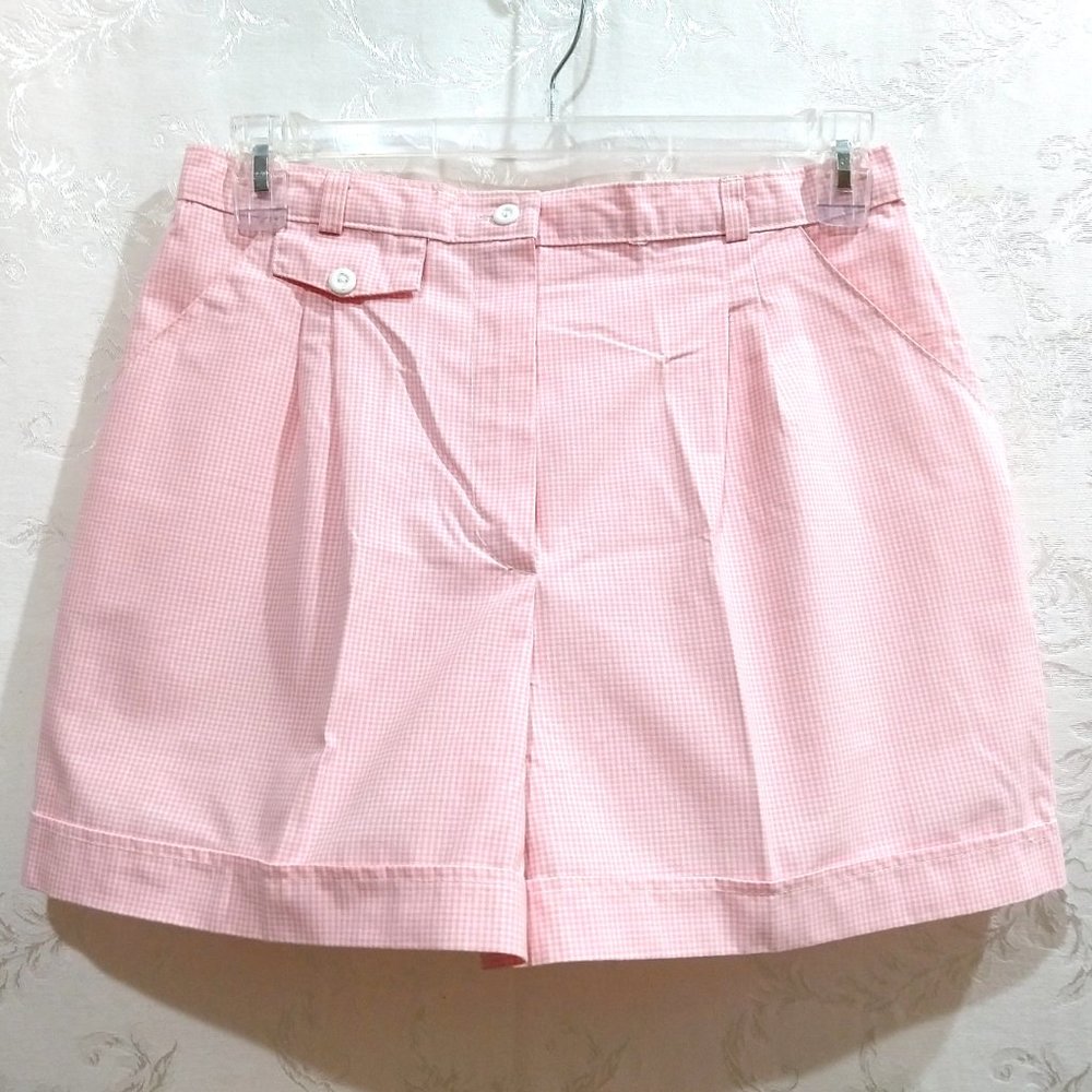 Vintage 70s Pink High Waist Plaid Shorts 18 High Rise Cute Pastel Preppy Pockets